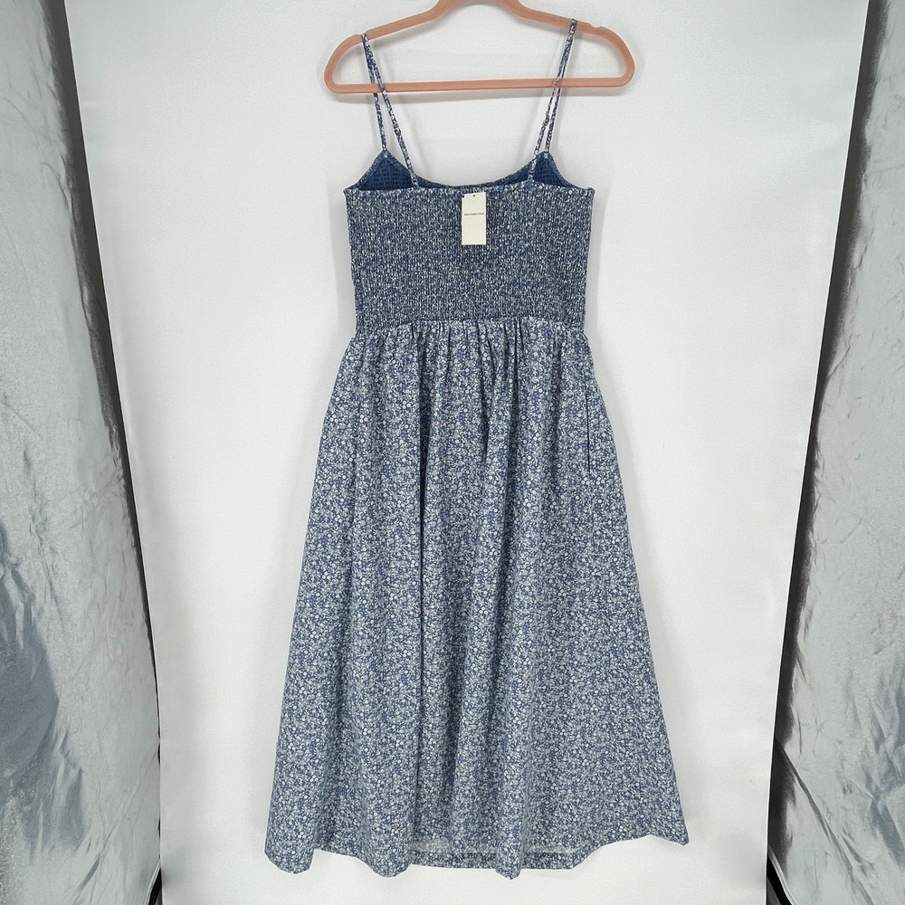 Abercrombie & Fitch Dip Blue Ditsy Floral Smocked Maxi Dress Cottagecore NWT LT - Picture 6 of 14